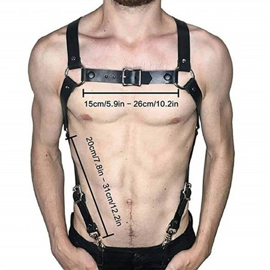 Leather Men Body Restraint Leather Harness Belts Straps Suspenders Braces Armor Costumes