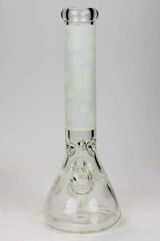 14" Infyniti Leaf Glow in the dark 7 mm glass bong ( GP1654 )