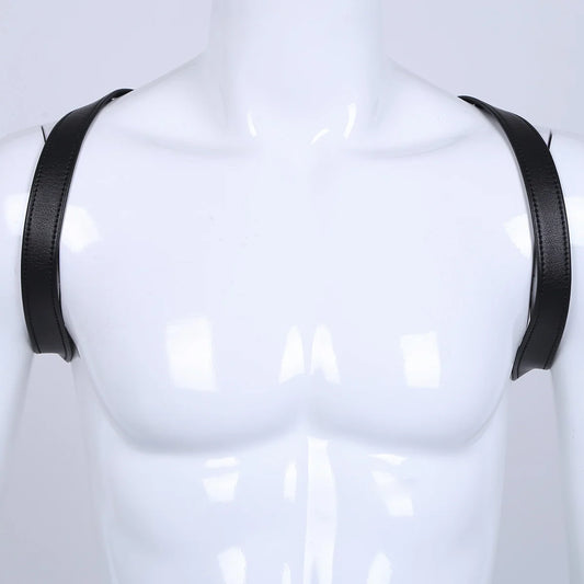 Faux Leather Adjustable Body Chest Harness Men Lingerie Costume Accessories Shoulder Harness Straps Belts with Press Buttons