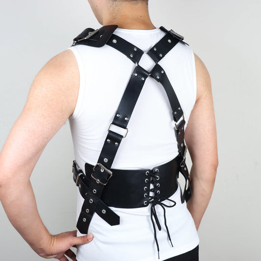 Men's PU Leather Chest Harness-Adjustable Shoulder Belt for Fashion Styling, Costume Accessory for Festivals, Cosplay, Daily Wea