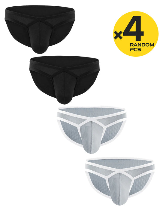 Underwear Man Briefs Sexy Men Mesh Underpants Bulge Penis Pouch Low Waist Panties Lingerie Ropa Interior Hombre Slips S-XL2/4PCS
