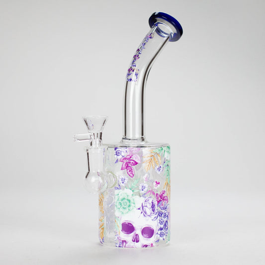 Haze | 9″ Skull Flower Glass Rig – Blue (Mini-M)