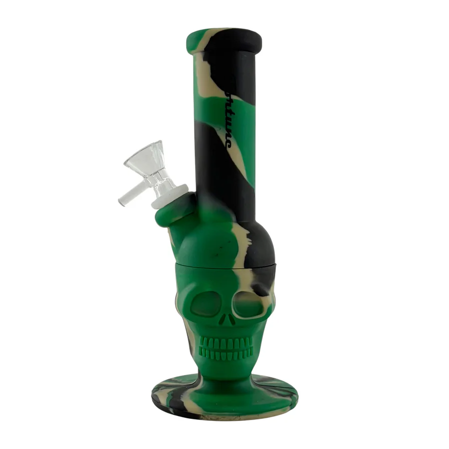 8" Skull Design Silicone Water Pipe – Assorted Colours