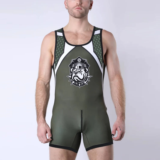 Mens Singlet Zipper Front Back Dog SexyMan Play Bodysuits Sleepwear RT One-Piece Sleeveless Undershirts Wrestling Powerlifting