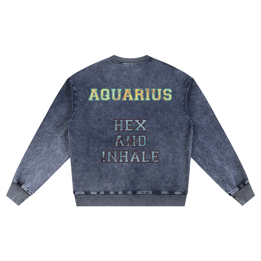 #TEAMAQUARIUS VARSITY LETTERING - Oversized Crewneck Sweatshirt