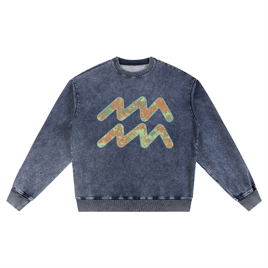 #TEAMAQUARIUS VARSITY LETTERING - Oversized Crewneck Sweatshirt