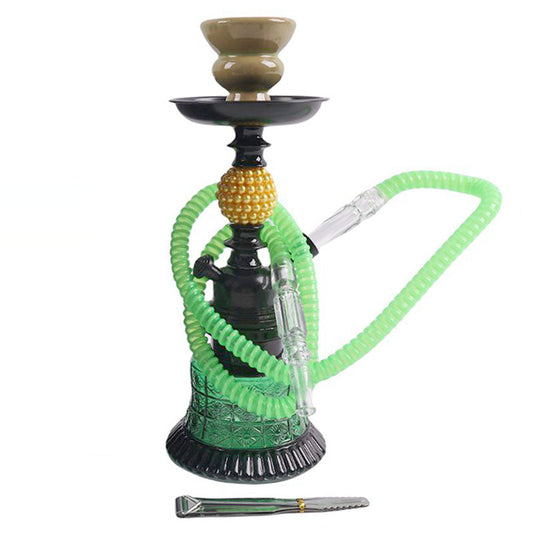 11" Hookah Single Hose,Golden Pearl Shape Green Color [SMKE-022]