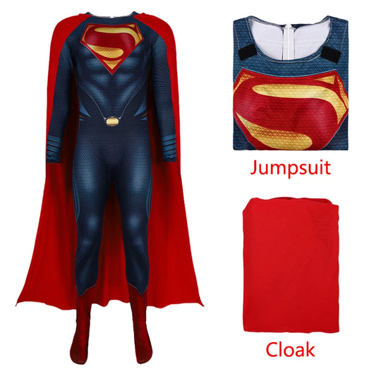 BEAST KINGDOM Movie Superman Man of Steel Cosplay Clark Kent Cosplay Costume Navy Blue Jumpsuit Red Cloak Superman Cos Adult Men