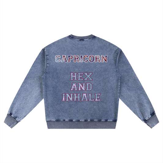 #TEAMCAPRICORN VARSITY LETTERING - Oversized Crewneck Sweatshirt