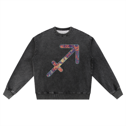 #TEAMSAGITTARIUS VARSITY LETTERING - Oversized Crewneck Sweatshirt