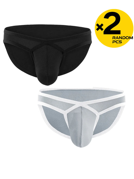 Underwear Man Briefs Sexy Men Mesh Underpants Bulge Penis Pouch Low Waist Panties Lingerie Ropa Interior Hombre Slips S-XL2/4PCS